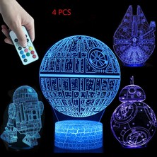 Shatıan Çocuklar Çocuklar Için 3D Illusion Gece Lambası Dört Desen 16 Renk Değişimi Dekor Lamba Masa Masa Lambası Yıldız Gece Işığı Lambası (Yurt Dışından)