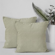 Goccia 2'li Keten Görünümlü Kırlent Kılıfı Krem