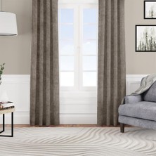 Goccia Kadife Dokulu Fon Perde Pilesiz Tek Kanat Açık Kahve