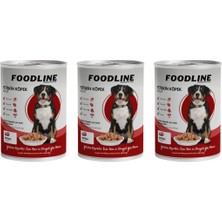 Foodline Biftekli Yetişkin Köpek Konservesi 400 gr x 3 Adet