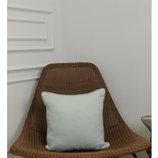 2'li Kombin Keten Görünümlü Kırlent Kılıfı Biyeli Lila ve Mint Renginde