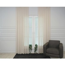 Murcia Dökümlü Tül Perde Pilesiz Krem