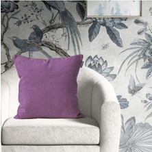 Goccia Tekli Kadife Dokulu Kırlent Kılıfı Mor