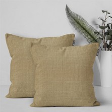 Goccia 2'li Keten Görünümlü Kırlent Kılıfı Bej