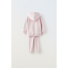 Mama and Miel Kız Çocuk Pamuklu Kapüşonlu Oversize Sweatshirt Tayt Takım Eşofman Takımı Kreş Okul Takımı