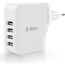 Ttec 5.1A 25W 4x USB Girişli Taşınabilir Şarj Adaptörü, Akım Korumalı ve Isı Önleyici Şarj Başlığı