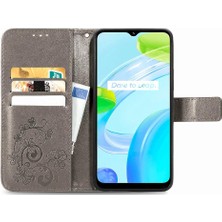 Realme C30 Dört Yapraklı Yonca Flip Kapak Için Kılıf Zarif Iş Deri (Yurt Dışından)