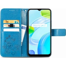 Realme C30 Dört Yapraklı Yonca Flip Kapak Için Kılıf Zarif Iş Deri (Yurt Dışından)