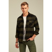 Tarz Cool Erkek Slim Fit Uzun Kollu Çift Cepli Ekoseli Oduncu Gömlek
