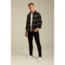 Tarz Cool Erkek Slim Fit Uzun Kollu Çift Cepli Ekoseli Oduncu Gömlek