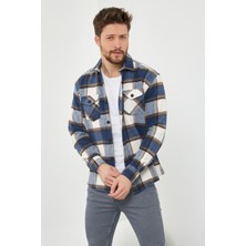 Tarz Cool Erkek Slim Fit Uzun Kollu Çift Cepli Ekoseli Oduncu Gömlek