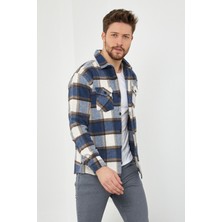 Tarz Cool Erkek Slim Fit Uzun Kollu Çift Cepli Ekoseli Oduncu Gömlek