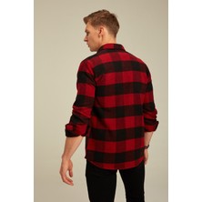 Tarz Cool Erkek Slim Fit Uzun Kollu Çift Cepli Ekoseli Oduncu Gömlek