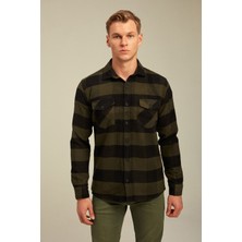 Tarz Cool Erkek Slim Fit Uzun Kollu Çift Cepli Ekoseli Oduncu Gömlek