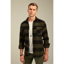 Tarz Cool Erkek Slim Fit Uzun Kollu Çift Cepli Ekoseli Oduncu Gömlek