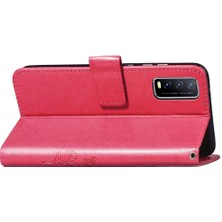 Vivo Y20 Için Kılıf Deri Kılıf Kapak Kapak Kısa Kayış Dört Yapraklı Yonca (Yurt Dışından)
