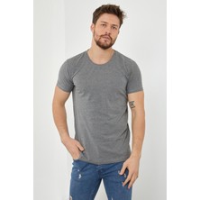 Erkek Düz Slim Fit Likralı T-Shirt