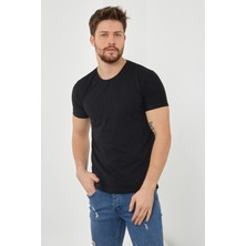 Erkek Düz Slim Fit Likralı T-Shirt