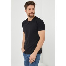 Erkek Düz Slim Fit Likralı T-Shirt