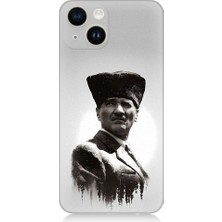 Teknomeg Apple iPhone 14 Plus Uyumlu Mustafa Kemal Atatürk Desenli Silikon Kılıf