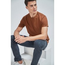 Erkek %100 Pamuk Relaxed Rahat Kesim Bisiklet Yaka Kısa Kollu Tişört