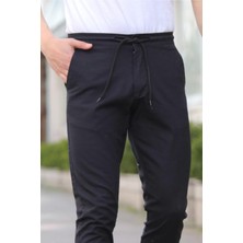 Tarz Cool Siyah Erkek Eganis Ipli Jogger Düğmeli Kumaş Pantolon