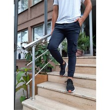 Tarz Cool Erkek Slim Fit Kargo Cep Likralı Pantolon