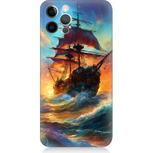 Teknomeg Apple iPhone 12 Pro Max Uyumlu Kızıl Deniz Yelkenli Gemi Desenli Silikon Kılıf