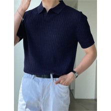 Tarz Cool Erkek Fitilli Polo Yaka Triko T-Shirt