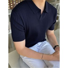 Tarz Cool Erkek Fitilli Polo Yaka Triko T-Shirt