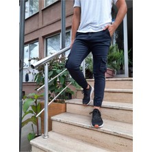 Tarz Cool Erkek Slim Fit Kargo Cep Likralı Pantolon