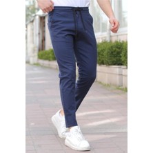 Tarz Cool Siyah Erkek Eganis Ipli Jogger Düğmeli Kumaş Pantolon