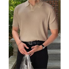 Tarz Cool Erkek Fitilli Polo Yaka Triko T-Shirt