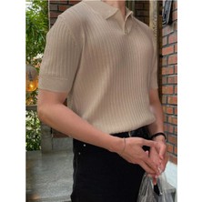Tarz Cool Erkek Fitilli Polo Yaka Triko T-Shirt