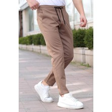 Tarz Cool Siyah Erkek Eganis Ipli Jogger Düğmeli Kumaş Pantolon