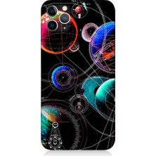 Teknomeg Apple iPhone 11 Pro Uyumlu Sci Fi Gezegenler ve Vektörler Desenli Silikon Kılıf