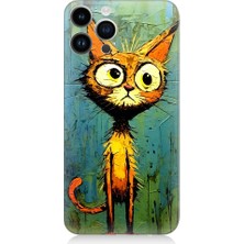 Teknomeg Apple iPhone 14 Pro Uyumlu Meraklı Şapşik Kedi Desenli Silikon Kılıf