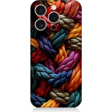 Teknomeg Apple iPhone 15 Pro Max Uyumlu Pastel Renkli Düğüm Ipler Desenli Silikon Kılıf