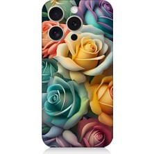 Teknomeg Apple iPhone 15 Pro Max Uyumlu Pastel Soft Güller Desenli Silikon Kılıf