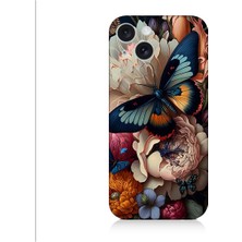 Teknomeg Apple iPhone 15 Plus Uyumlu Kelebek ve Çiçek Desenli Silikon Kılıf