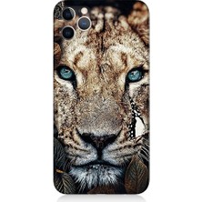 Teknomeg Apple iPhone 11 Pro Max Uyumlu Mavi Gözlü Kaplan Desenli Silikon Kılıf