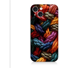 Teknomeg Apple iPhone 15 Plus Uyumlu Pastel Renkli Düğüm Ipler Desenli Silikon Kılıf