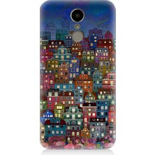 Teknomeg Lg K8 2017 Uyumlu Minyatür Evler ve Gece Desenli Silikon Kılıf