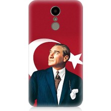 Teknomeg Lg K10 2017 Uyumlu Mustafa Kemal Atatürk ve Bayrak Desenli Silikon Kılıf