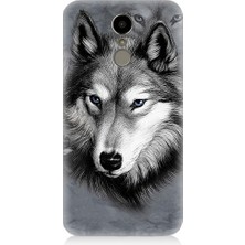 Teknomeg Lg K10 2017 Uyumlu Mavi Gözlü Kurt Desenli Silikon Kılıf