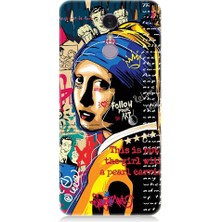 Teknomeg Lg Q7 Uyumlu Inci Küpeli Kız Popart Desenli Silikon Kılıf