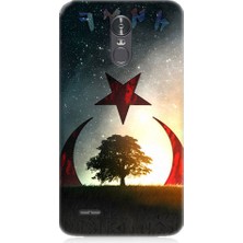 Teknomeg Lg Stylus 3 Uyumlu Göktürkçe Türk ve Ağaç Bayrak Desenli Silikon Kılıf