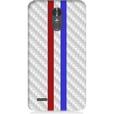 Teknomeg Lg Stylus 3 Uyumlu Bordo Mavi Metal Desen Desenli Silikon Kılıf