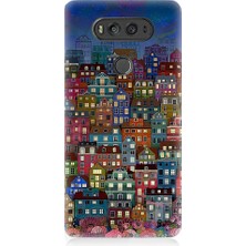 Teknomeg Lg V20 Uyumlu Minyatür Evler ve Gece Desenli Silikon Kılıf