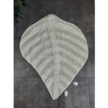 Bonny Home Yaprak Krem Doğal Pamuklu Banyo Paspası 100X100 cm Tek Parça Tufting Dokuma Paspas